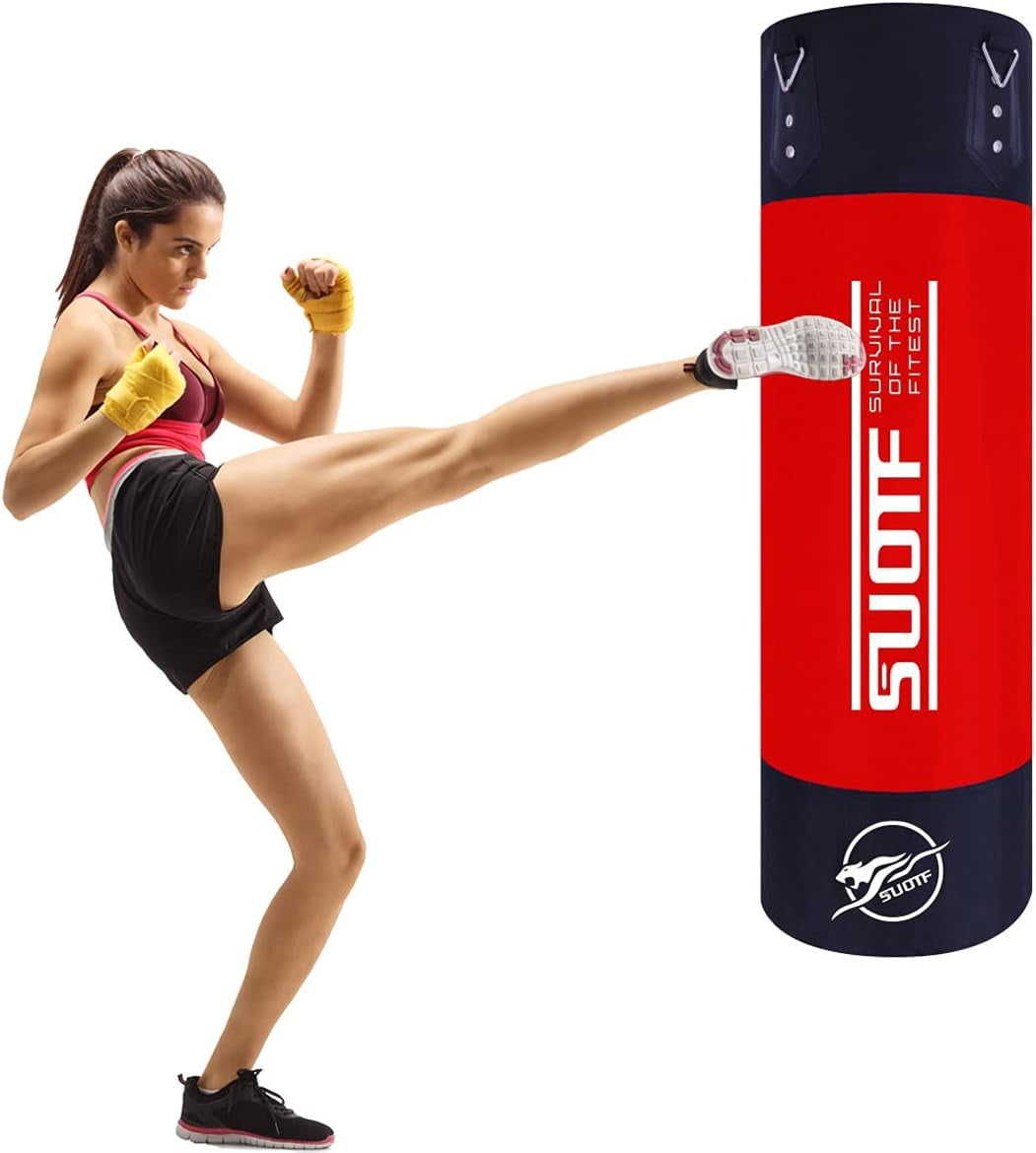 Heavy Punching Bag Boxing Bags for Adults Kids Unfilled Punching Bag with Chains Red 100Cm