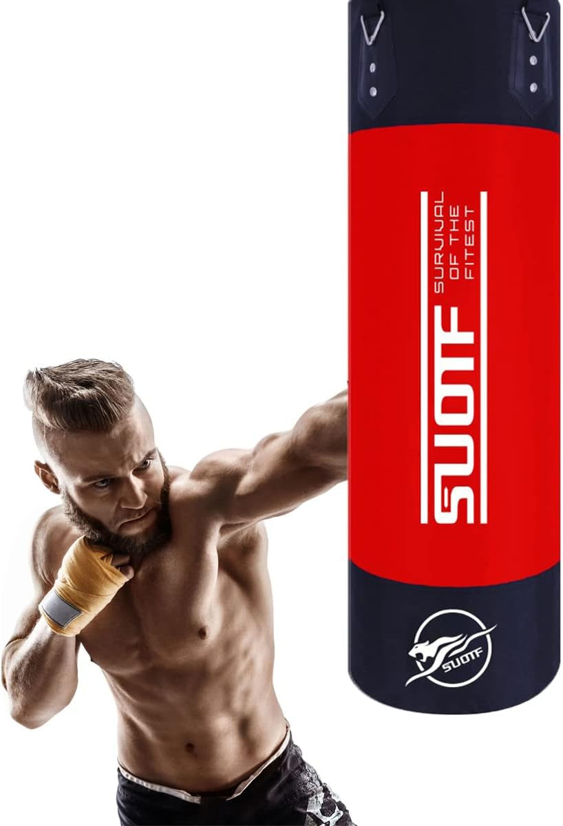 Heavy Punching Bag Boxing Bags for Adults Kids Unfilled Punching Bag with Chains Red 100Cm