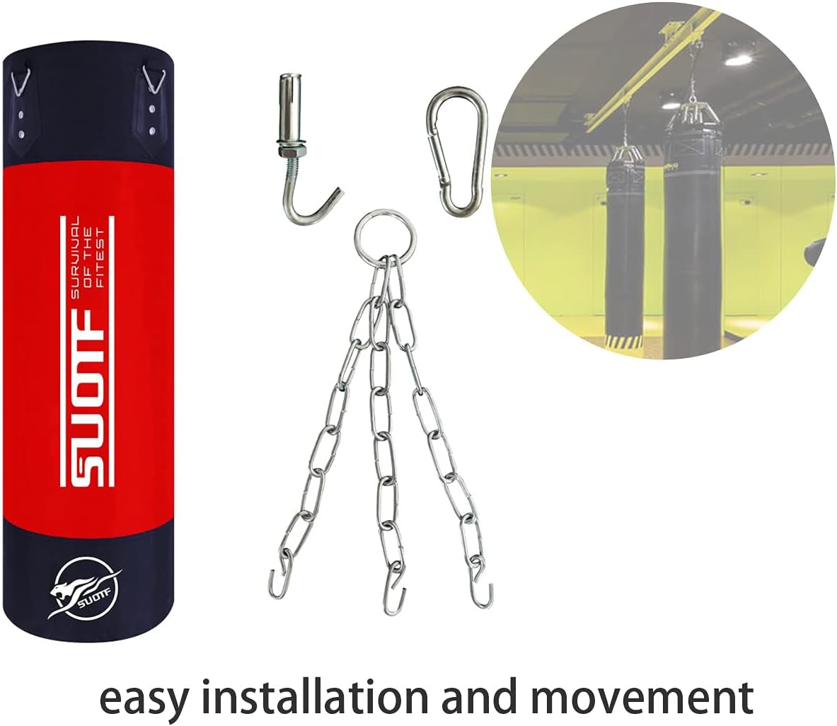 Heavy Punching Bag Boxing Bags for Adults Kids Unfilled Punching Bag with Chains Red 100Cm